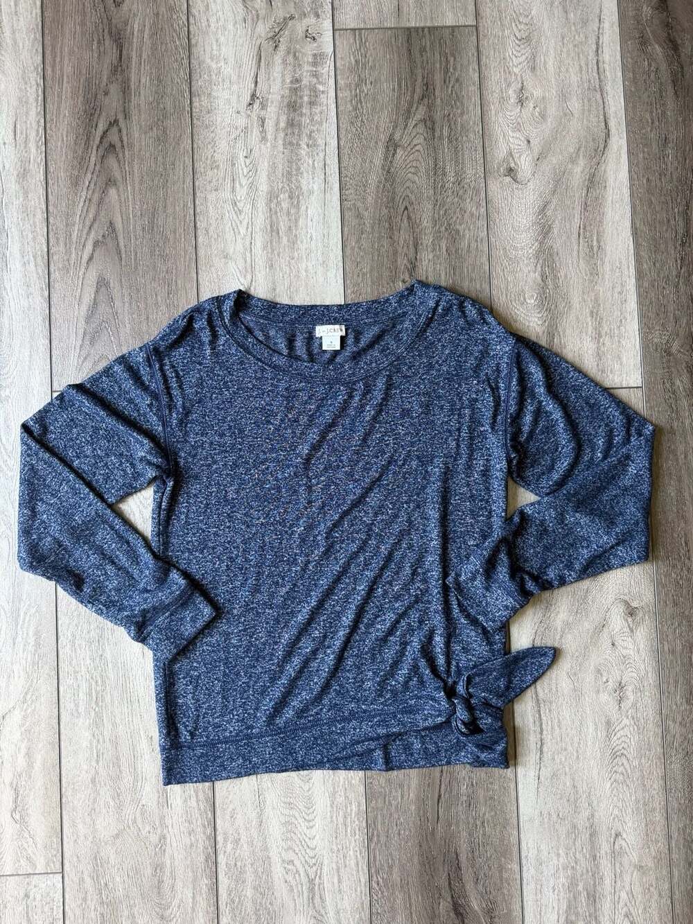 J.Crew Super Soft Side Tie Crewneck Size S Blue Long Sleeve Top